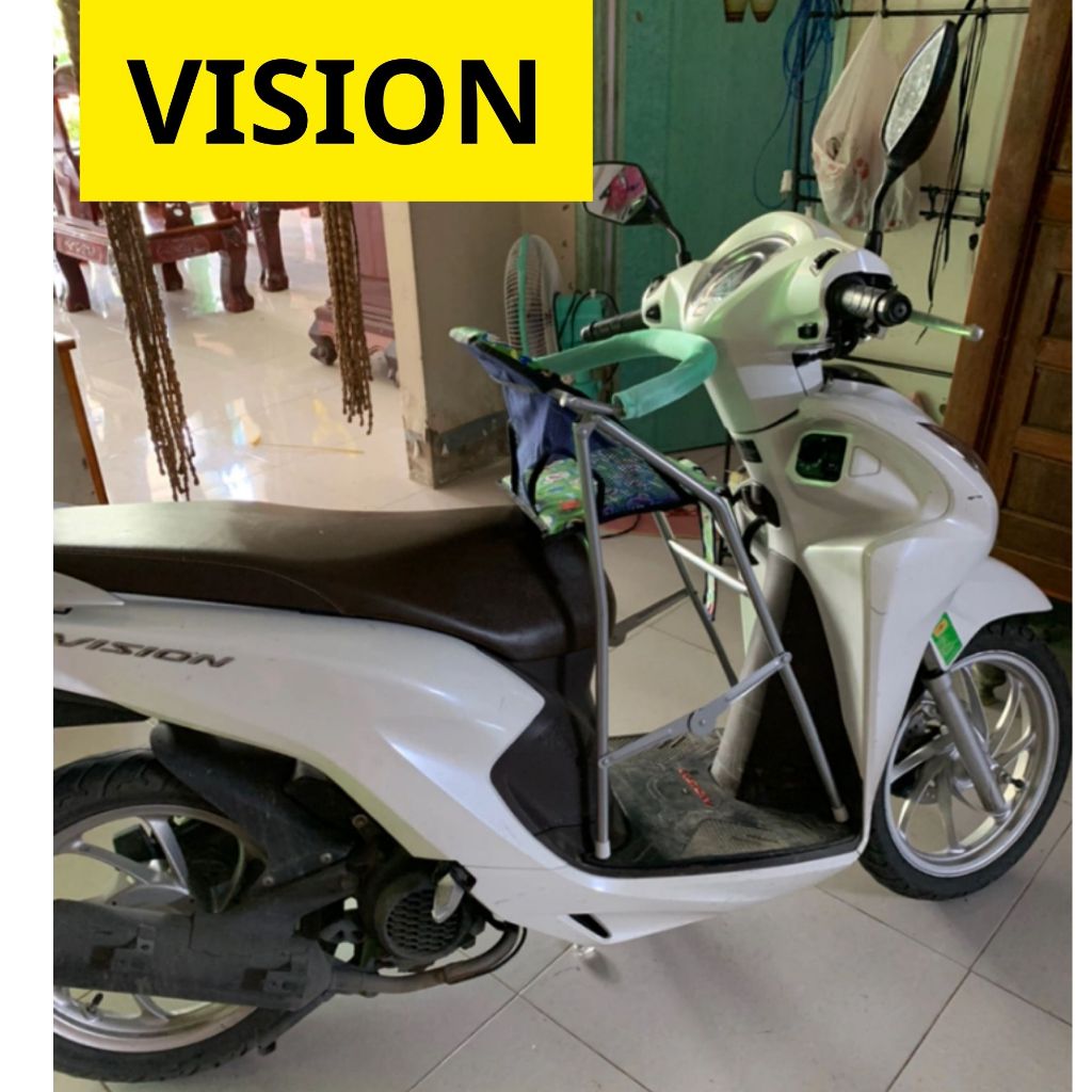 Ghế ngồi xe máy Vision , có vòng an toàn , ghế ga xếp sắt sơn tĩnh điện