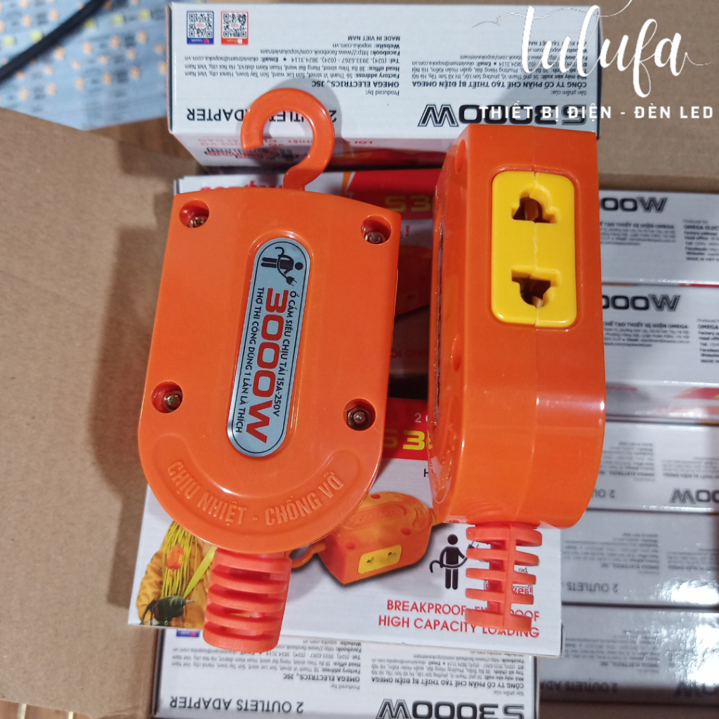 Ổ cắm, đầu nối điện 2 cổng S3000W có móc treo SOPOKA siêu chịu tải 3000w