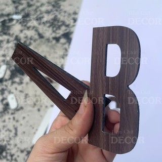 Chữ Alu Vân Gỗ Đậm 10cm dày 3mm T1 In Hoa trang trí dán tường - biển quảng cáo