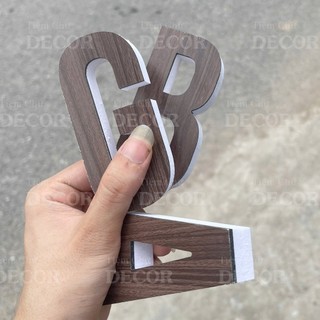 Chữ Nổi Vân Gỗ Đậm 10cm dày 15mm T1 In Hoa Dán Tường Trang Trí Tiệm - Chữ 3D Decor Biển quảng cáo Chất Liệu Fomex Alu