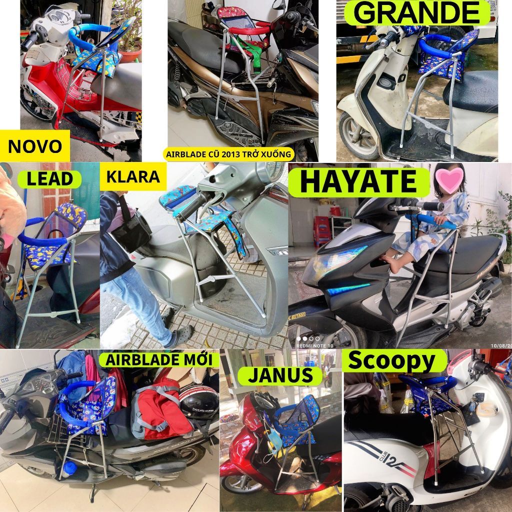 (Freeship) Ghế ngồi xe tay ga các loại , ghế ga xếp sắt sơn tĩnh điện gấp gọn