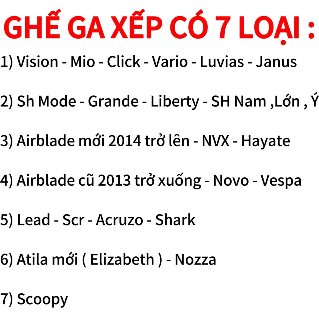 (Freeship) Ghế ngồi xe tay ga các loại , ghế ga xếp sắt sơn tĩnh điện gấp gọn