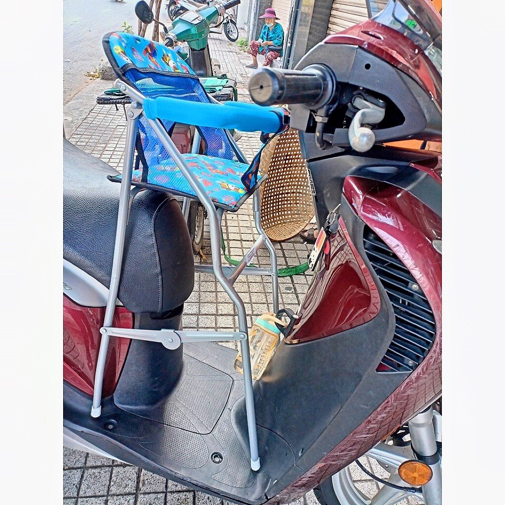 Bản nâng cấp , ghế ngồi xe SH Nam , SH lớn , SH ý , SH 150i , SH 300i , ghế ga xếp sắt sơn tĩnh điện gấp gọn có dây đai