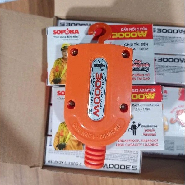 Ổ cắm, đầu nối điện 2 cổng S3000W có móc treo SOPOKA siêu chịu tải 3000w