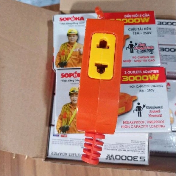 Ổ cắm, đầu nối điện 2 cổng S3000W có móc treo SOPOKA siêu chịu tải 3000w