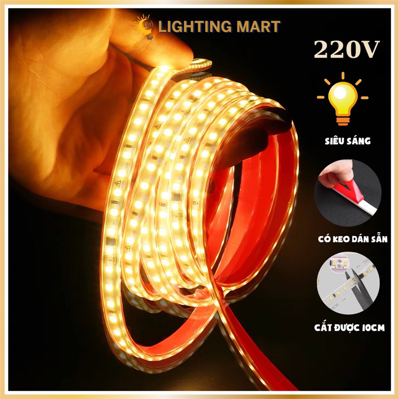3M 5M 10M 15M 20M Dây Led dán 220V siêu sáng chống nước, dây Led có keo ...