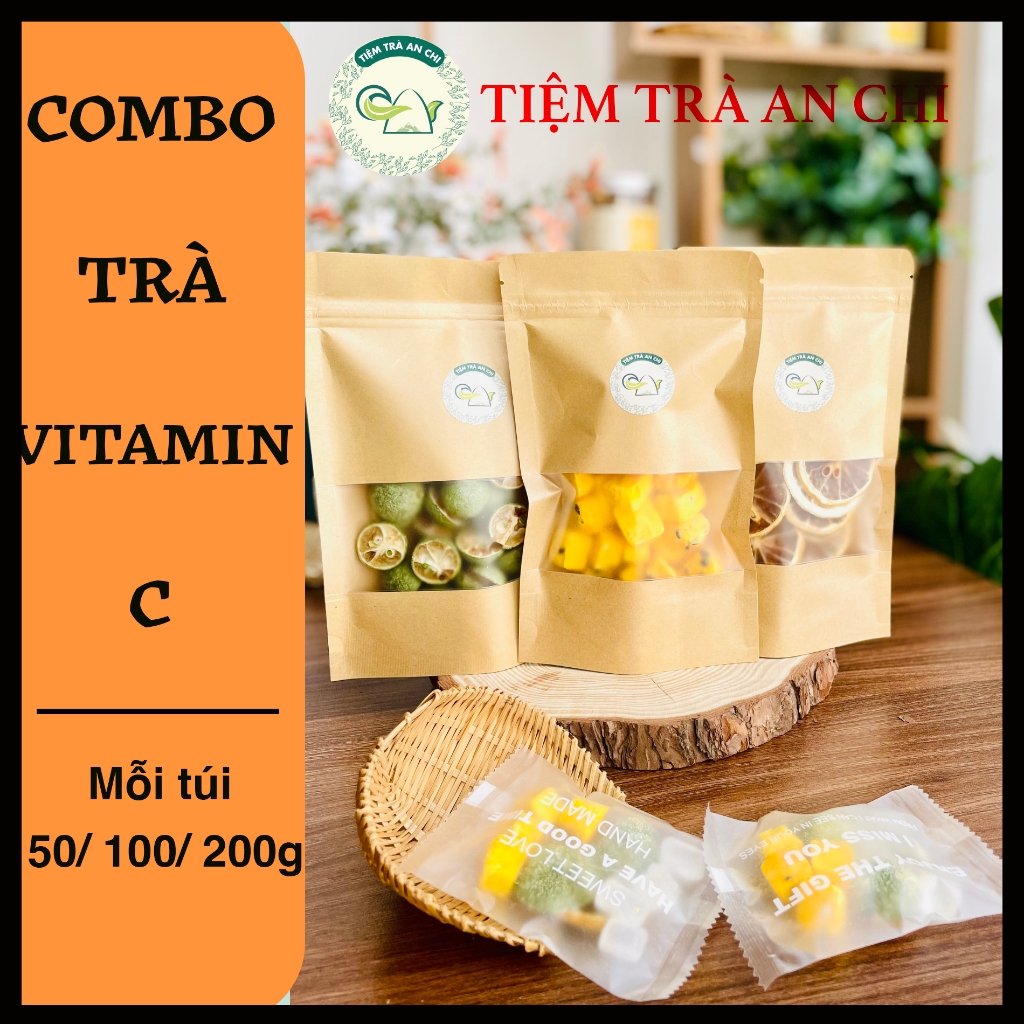 [TANGGOITRA] Combo Trà Vitamin C mỗi túi 100g chứa Chanh dây, Quất xanh, Chanh vàng detox, giải khát