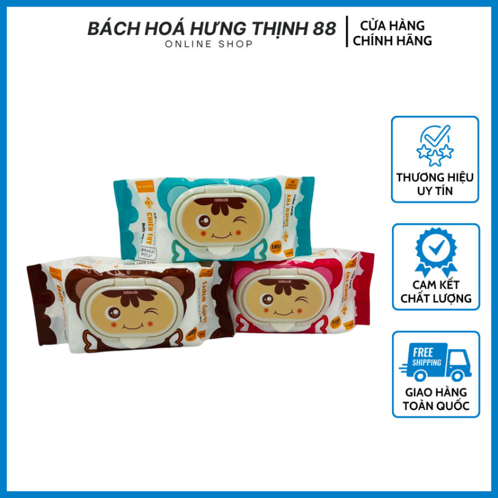 Combo 10 Gói Khăn Ướt Gấu 600gram Gói To, Không Mùi, Khổ To18x25cm,Vải Bi Dày Dặn – Chất Lượng