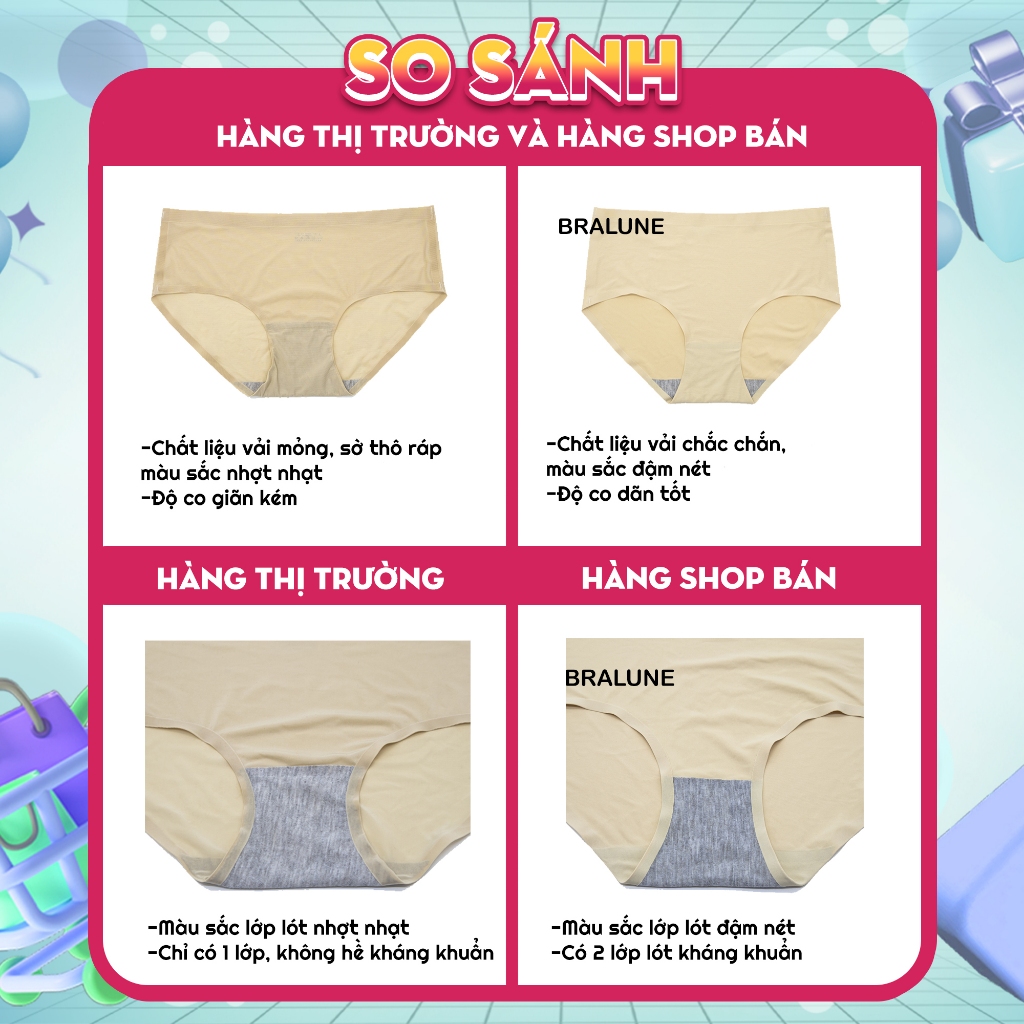 Quần lót nữ đúc su thun lạnh không đường may BRALUNE , Quần chíp nữ kháng khuẩn 2 lớp