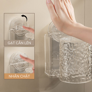 Kệ Để Bàn Chải Đánh Răng Có Cốc Hút Tường SIêu Chắc, Giá Để Đồ Nhà Tắm Có Lỗ Thoát Nước Tặng Kèm Cốc