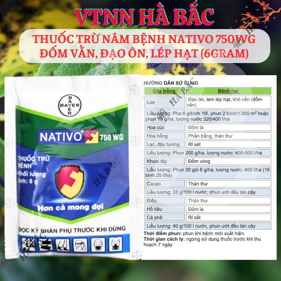 Chế Phẩm Xử Lí Nam Nativo 750WG Đốm Vằn, Đạo Ôn, Lép Hạt (6gram)