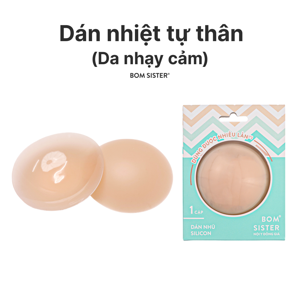 Ảnh Cặp dán nhũ silicon màu da,dán nhiệt tự thân,dán thông hơi có keo tái sử dụng BOM Sister D883 - D885 4