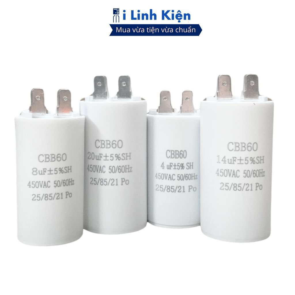 Tụ khởi động máy bơm nước CBB60 450V 4uF-450uF 4 chân jack cắm chính hãng iLinhkien