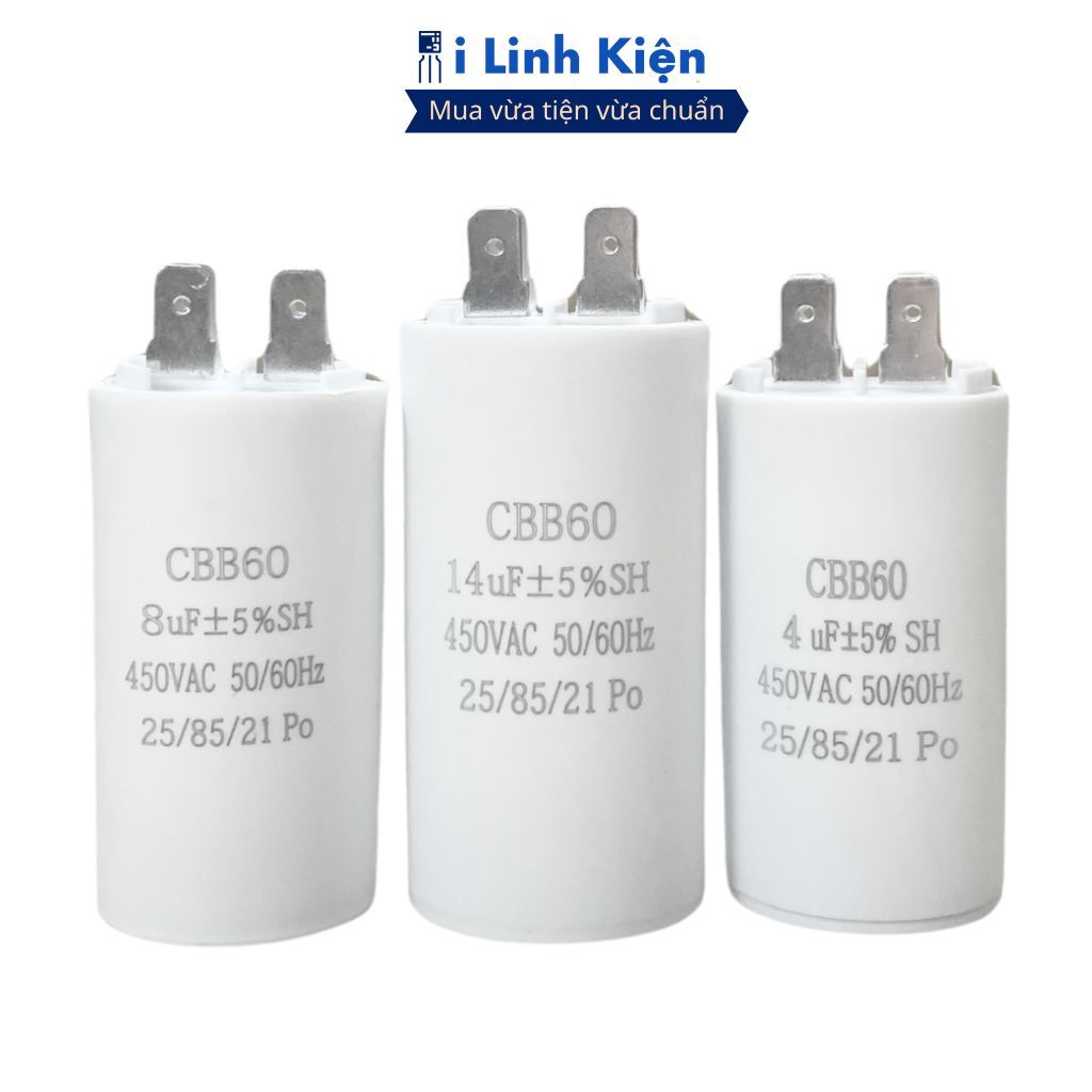 Tụ khởi động máy bơm nước CBB60 450V 4uF-450uF 4 chân jack cắm chính hãng iLinhkien