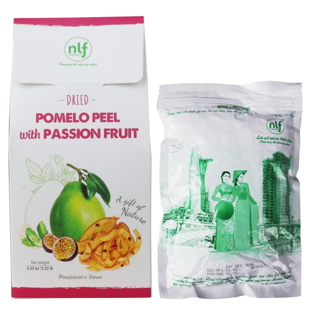 [HÀNG XUẤT KHẨU LOẠI 1] Vỏ bưởi chanh dây sấy dẻo Nông Lâm Food hộp 100g