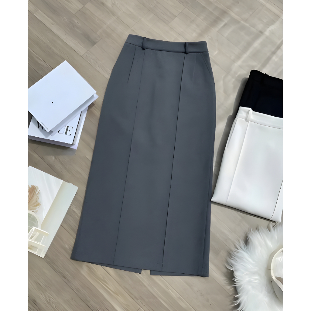 Chân Váy A Suông Dài 80cm Họa Tiết Gân Nổi Tạo Điểm Nhấn-Chất Liệu Vitex Lót Lụa-SHOPNGOCTRANG19-167