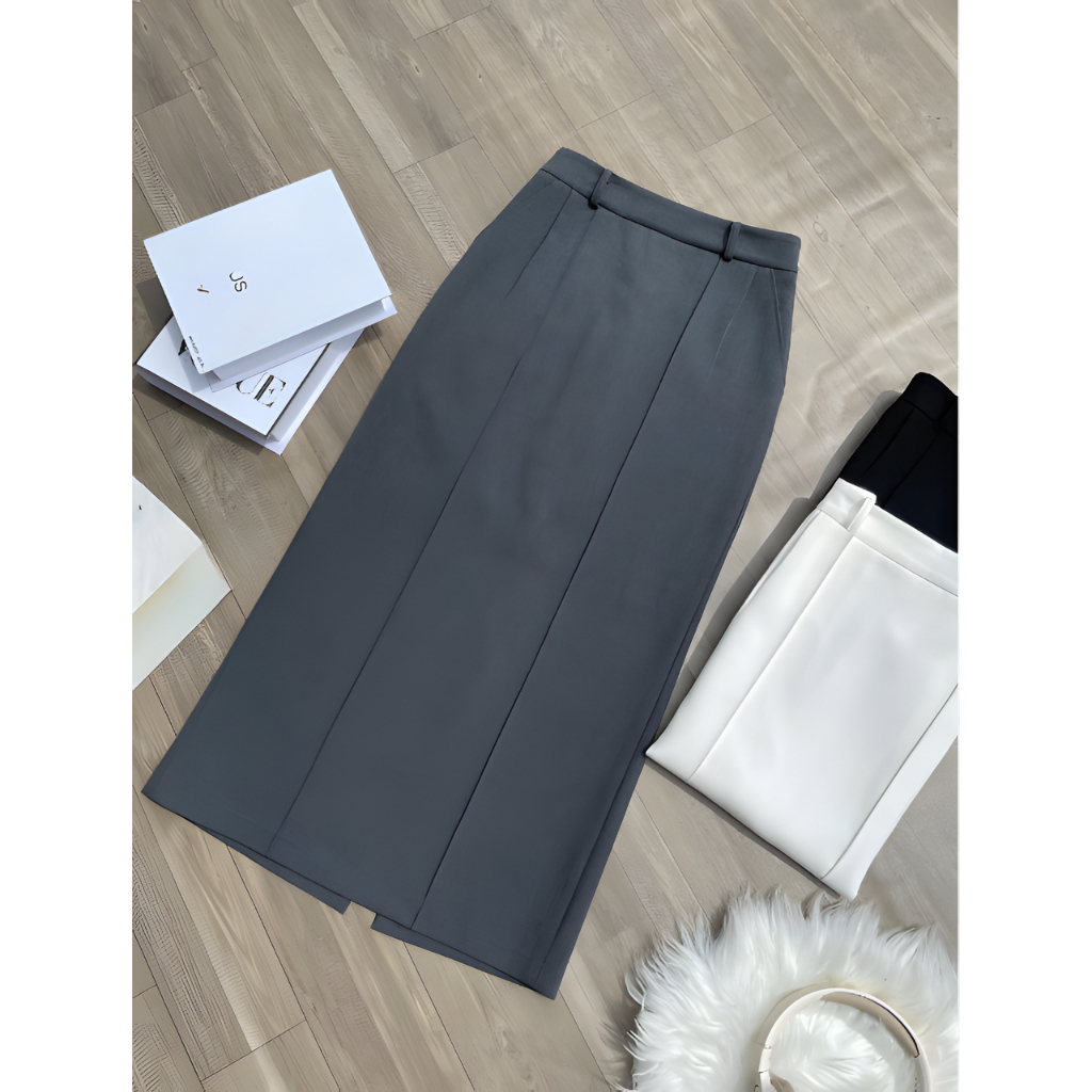 Chân Váy A Suông Dài 80cm Họa Tiết Gân Nổi Tạo Điểm Nhấn-Chất Liệu Vitex Lót Lụa-SHOPNGOCTRANG19-167
