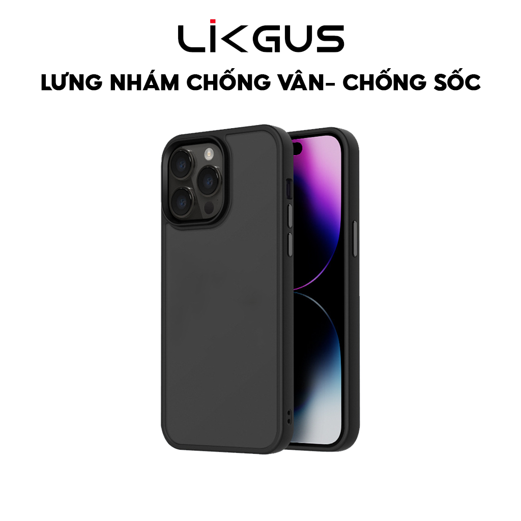 Ảnh Ốp Lưng Nhám Chống Vân Chính Hãng LIKGUS Dùng Cho IP 11-12-13-14-15-Promax-Plus-Pro - Viền Dẻo TPU Chống Sốc Độ Cao 2M 1