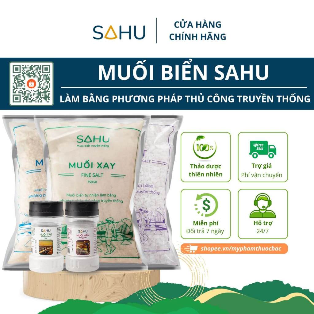 Muối sahu được làm từ 100% muối biển sạch tự nhiên làm theo phương pháp ...