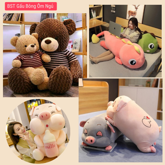 Gấu Bông Ôm Ngủ Gấu Ôm Hình Thú Khủng Long Đáng Yêu Gấu Ôm Ngủ Cao Cấp Chất Vải Mềm Mịn Đẻ Ôm Hay Gác Chân Ngủ Rất Thích