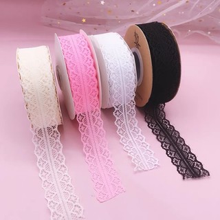 Ruy băng ren 3cm 22 mét, 45m,5m trắng, đen, hồng to nhỏ phụ kiện trang trí handmade, làm nơ bó hoa