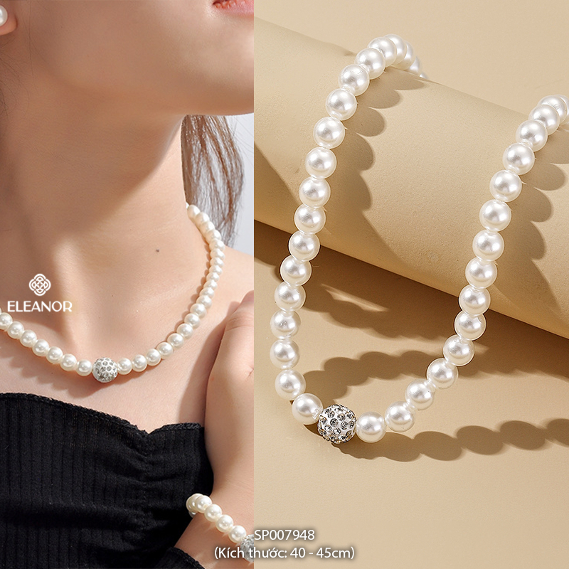 Dây chuyền nữ ngọc trai nhân tạo Eleanor Accessories dạng chuỗi hạt phụ kiện trang sức vòng cổ 7944