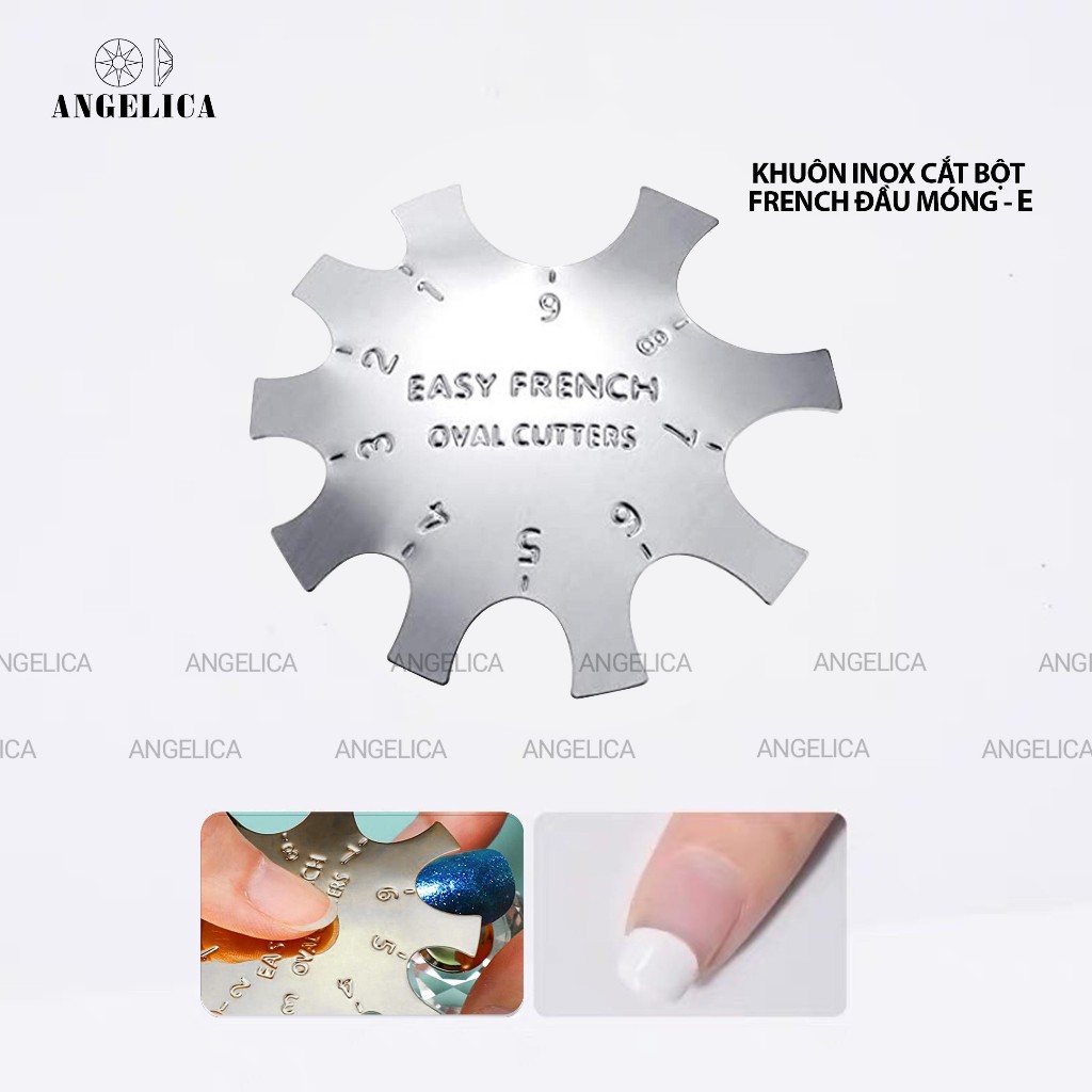Khuôn cắt bột nail - khuôn inox cắt bột hình tròn tạo french đầu móng nhanh, đẹp (lẻ chiếc)