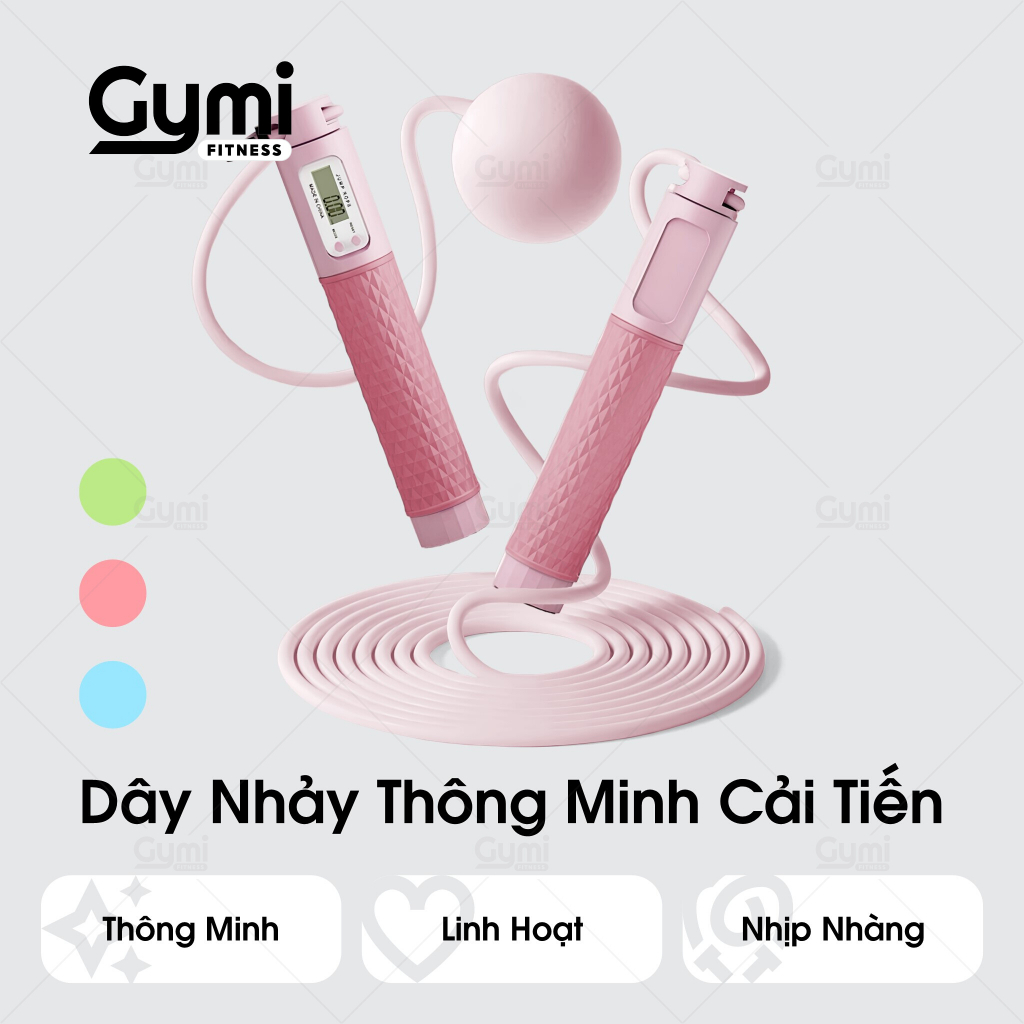Dây Nhảy Đếm Số Cải Tiến Không Dây Tập Gym, Thể Dục, Thể Thao, Calo Kèm Bóng To - Pin - Tạ - DN06