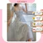 Váy tiểu thư, váy nữ sang chảnh dáng dài cổ vuông chất voan hoa cao cấp mềm mịn, lưng váy co giãn, có mút ngực - GEMMY