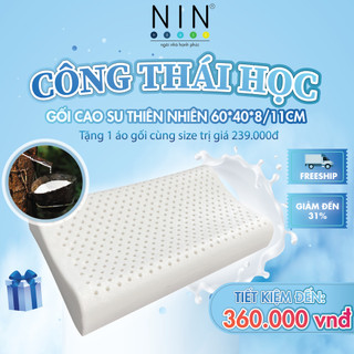Gối Cao Su Thiên Nhiên Lượn Sóng NIN House NLP0122 | 60x40x8/11cm | Hỗ Trợ Xương Khớp, Nâng Đỡ Cột Sống