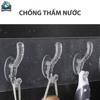 [Quà Tặng] Miếng Dán Tường 6 Móc Trong Suốt  Siêu Dính, Chịu Lực Cao Dùng Treo Quần Áo, Đồ Dùng Nhà Tắm Nhà Bếp