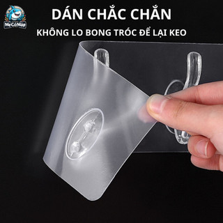 [Quà Tặng] Miếng Dán Tường 6 Móc Trong Suốt  Siêu Dính, Chịu Lực Cao Dùng Treo Quần Áo, Đồ Dùng Nhà Tắm Nhà Bếp