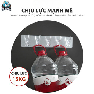 [Quà Tặng] Miếng Dán Tường 6 Móc Trong Suốt  Siêu Dính, Chịu Lực Cao Dùng Treo Quần Áo, Đồ Dùng Nhà Tắm Nhà Bếp