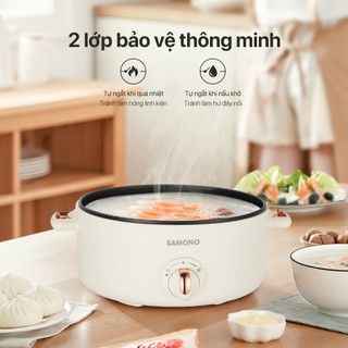 (BH 1 năm) Nồi điện đa năng Samono SW-MC3L dung tích 3L, công suất 1000W, 2 mức nhiệt, 2 lớp chống dính, nắp thủy tinh
