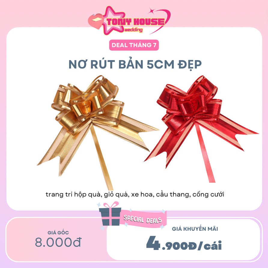 Nơ ruy băng song hỷ sang trọng - Nơ rút tú cầu voan cao cấp trang trí ...