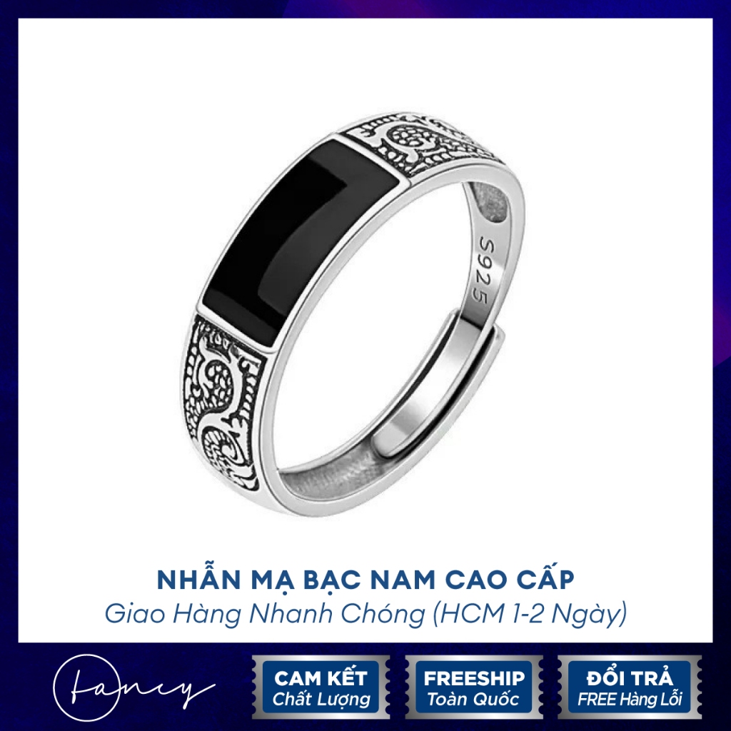 Nhẫn nam titan không gỉ free size nhẫn hoa văn cá tính dành cho nam ...