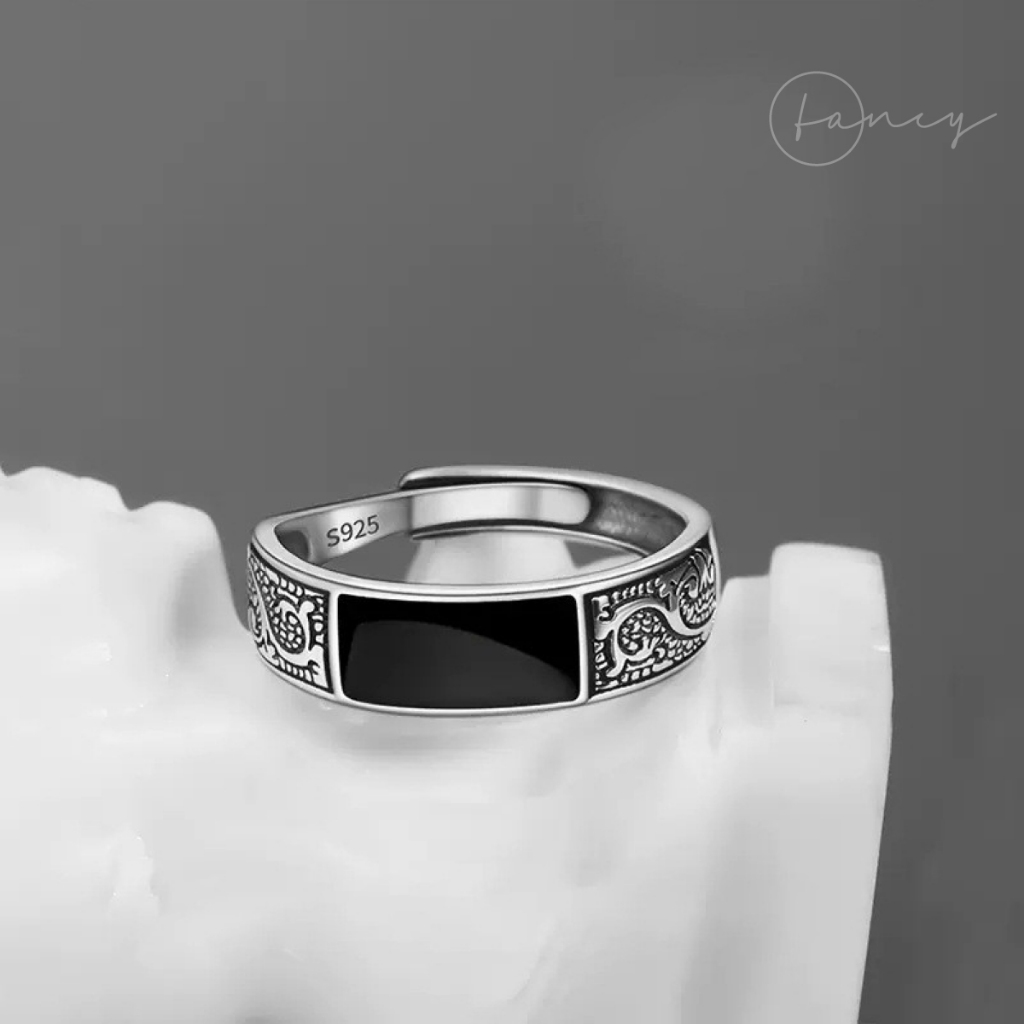 Nhẫn nam titan không gỉ free size nhẫn hoa văn cá tính dành cho nam thiết kế thanh lich | Fancy