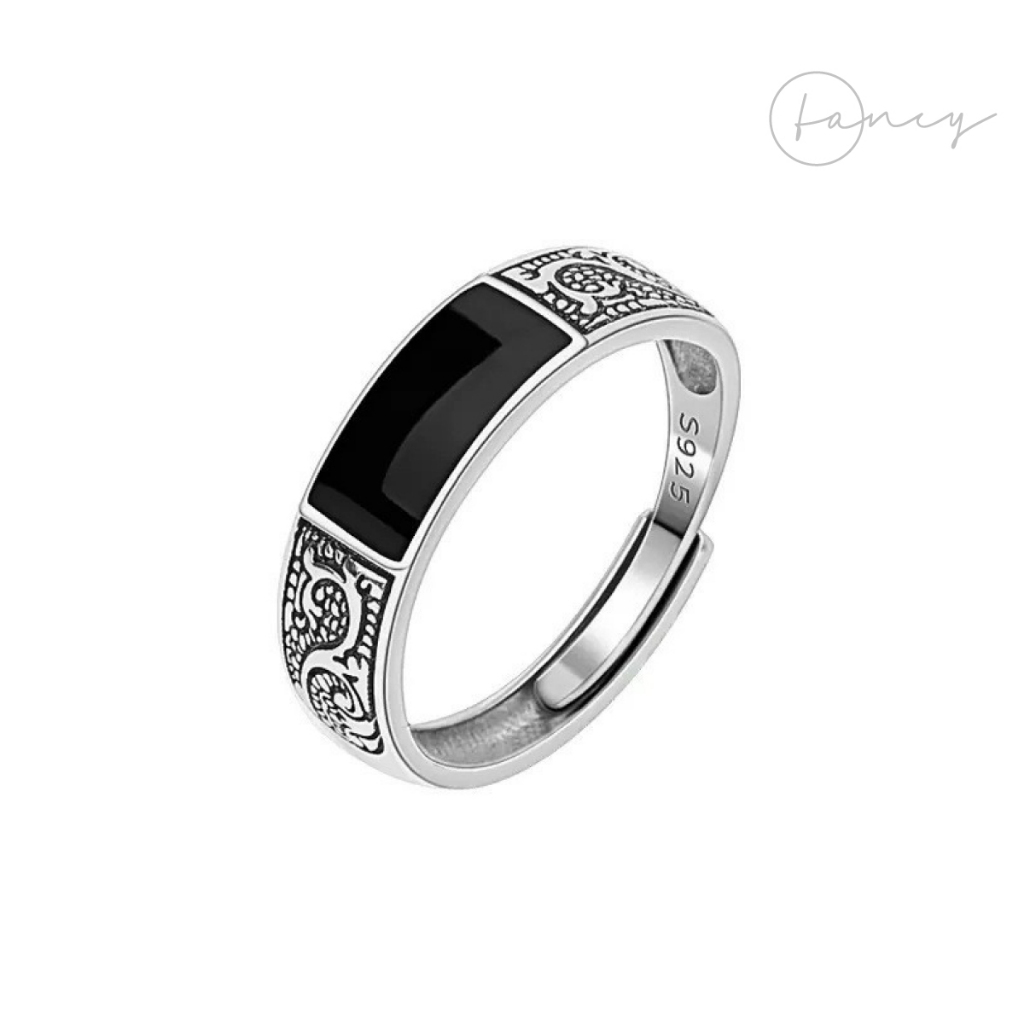 Nhẫn nam titan không gỉ free size nhẫn hoa văn cá tính dành cho nam thiết kế thanh lich | Fancy