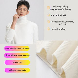 Áo Len Nam Nữ AMILY Cổ Lọ Dài Tay Chất Lông Cừu Đẹp - Áo Len Nam cổ 3 phân Ấm Thu Đông Hàn Quốc