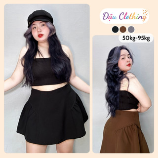 Chân váy chữ A bigsize dáng xòe nhấn phồng hai bên dễ thương chất vải tây cho nàng tròn trĩnh CV401