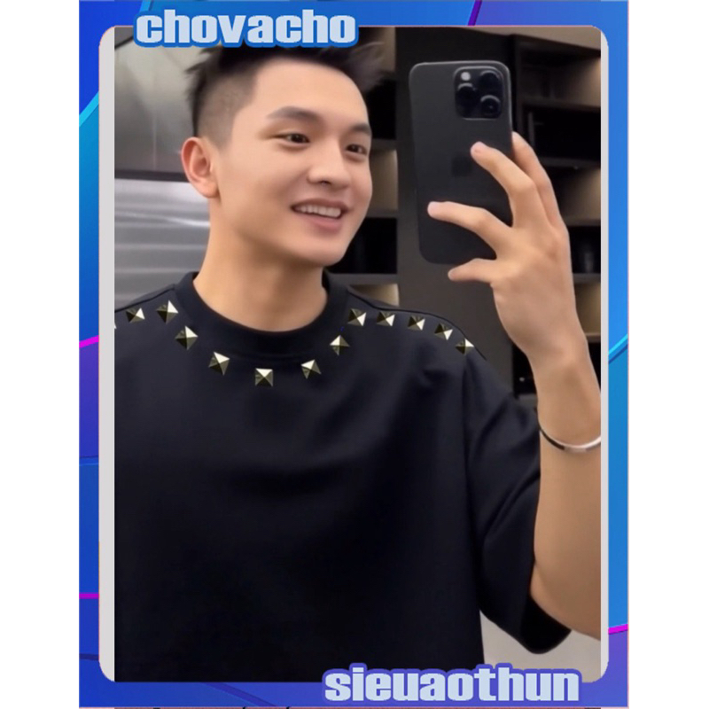 Áo thun Stee Cổ tròn đính nút PMN ICVCVNI Unisex