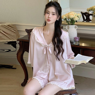 B64 Bộ Lụa Đùi Tay Lỡ Cho Nữ Chất Lụa  Tơ Cao Cấp Siêu Mềm Mại Chuẩn Tag Lyly Phương Linh Underwear