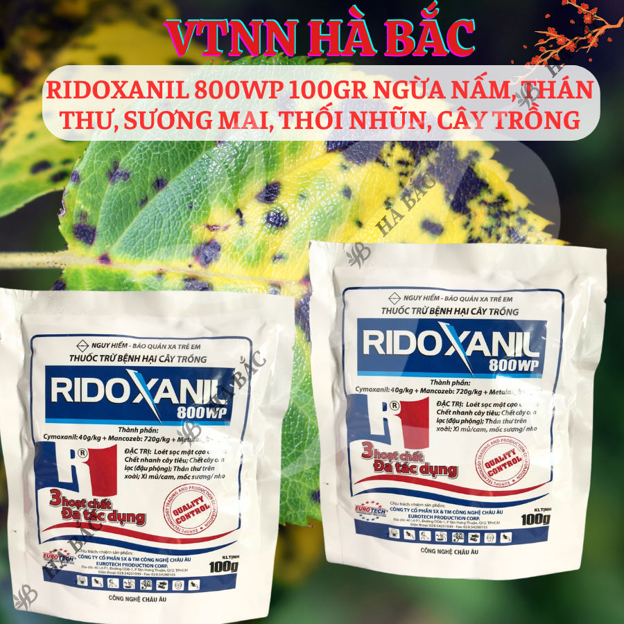 Chế Phẩm Ngừa Nam Ridoxanil 800WP, Thán Thư, Sương Mai, Thối Nhũn, Cây Trồng (Gói 100gram)