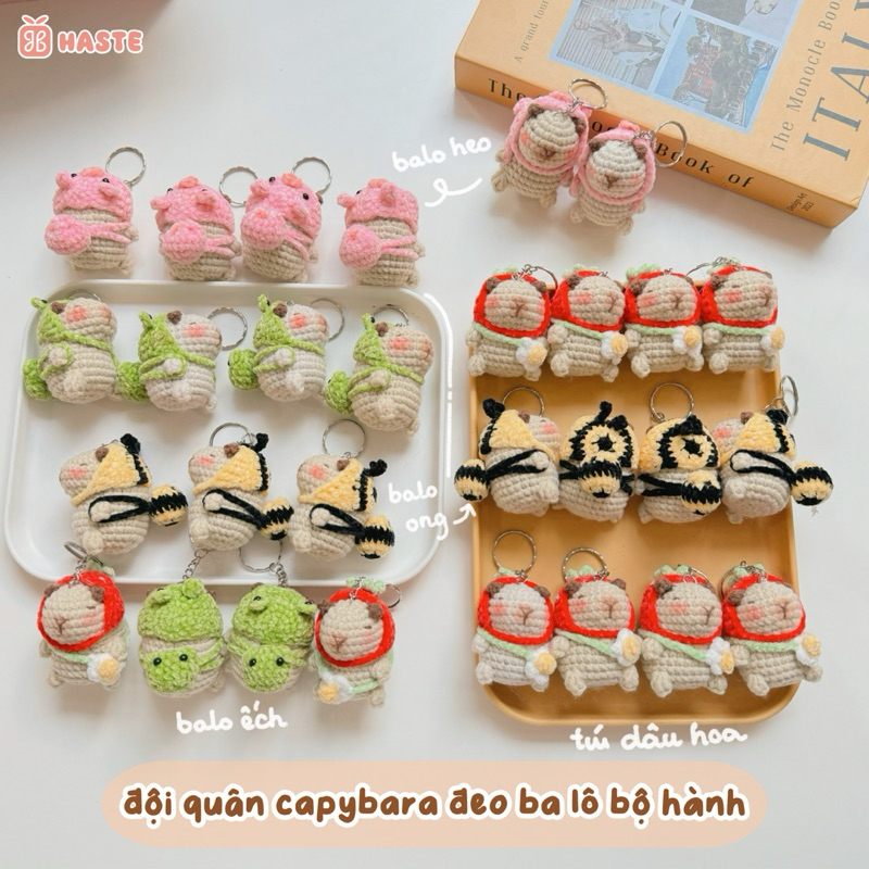 Móc Khoá Len Capybara Chuột Lang Nước Chậu Cây Đeo Balo Dễ Thương