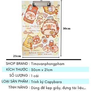 Kẹp Tài Liệu A4 Capybara File Trình Ký Đơn Đồ Dùng Học Tập Cute VPK33