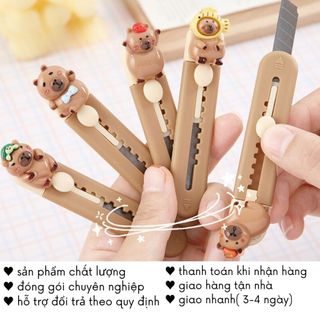Dao Rọc Giấy Capybara Mini Dạng Bút Đồ Dùng Học Tập Cute Gắn Charm Xinh Timo VPK76