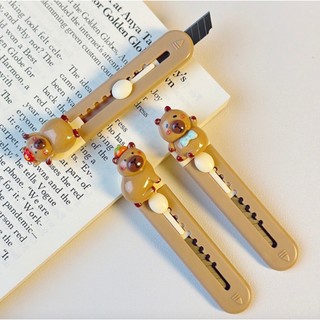 Dao Rọc Giấy Capybara Mini Dạng Bút Đồ Dùng Học Tập Cute Gắn Charm Xinh Timo VPK76