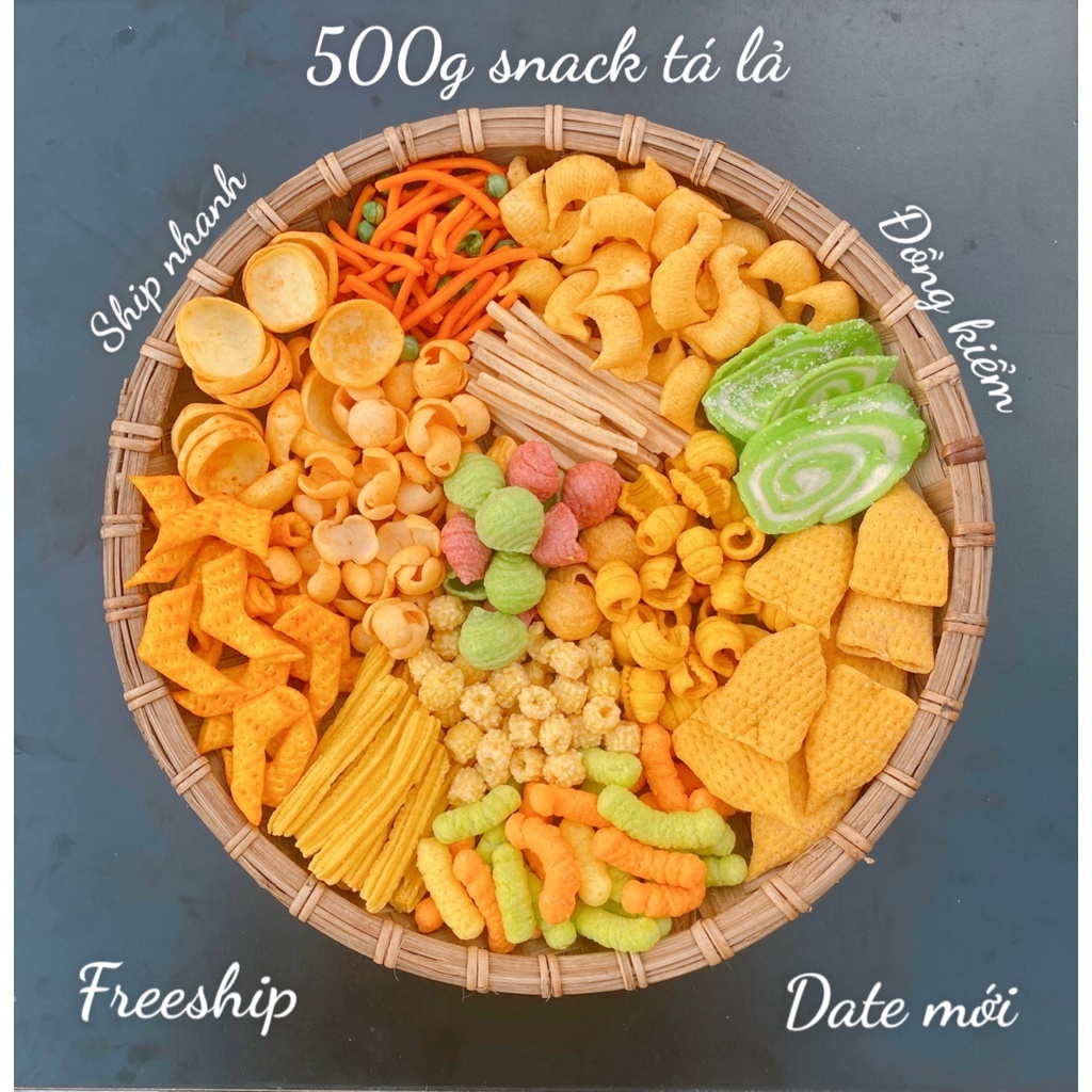 COMBO Giòn Giòn : 500g Snack Mix 7 Loại Khác Nhau Gồm Snack Đùi Gà/Bim Tăm/Bim Ngó Sen/Bim Nón/Xương Chó/Bim Ốc/Bim Cua