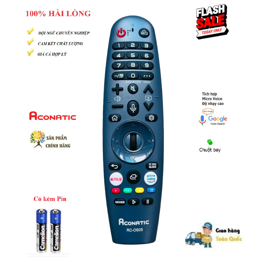 Remote Điều khiển thông minh Giọng Nói Voice + Chột Bay Tivi Aconatic ...