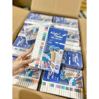 Bút Màu Acrylic Marker 12/24/36/48/60 Cao Cấp Màu Sắc Tươi Sáng - Bút Lông Màu